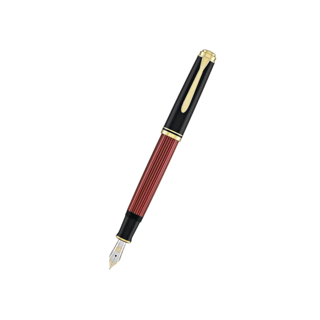 Pelikan Souveran M600 Fountain Pen - Black & Red with Gold Trim (14K Gold) [Pre-Order]