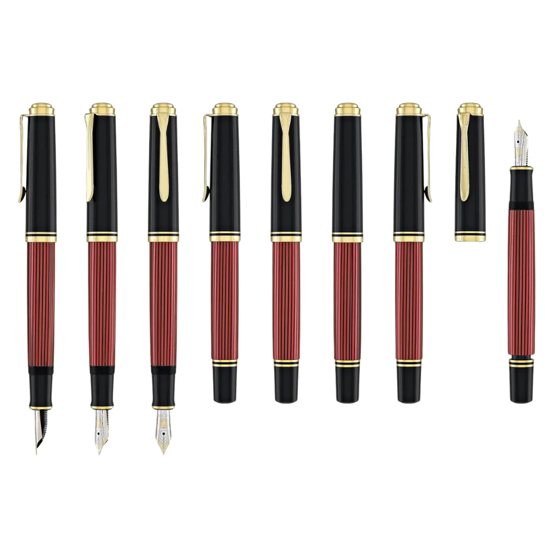 Pelikan Souveran M600 Fountain Pen - Black & Red with Gold Trim (14K Gold) [Pre-Order] - Image 13