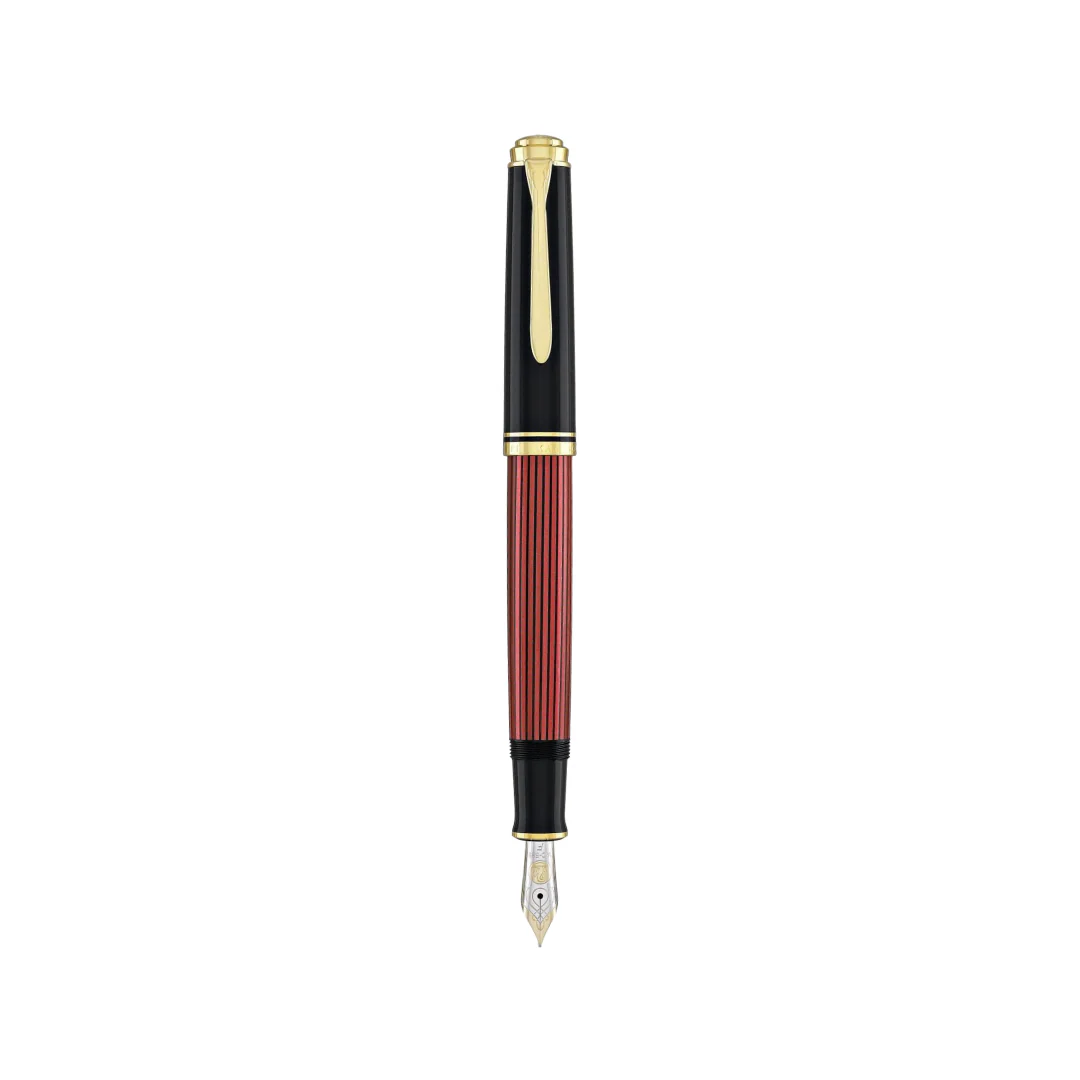 Pelikan Souveran M600 Fountain Pen - Black & Red with Gold Trim (14K Gold) [Pre-Order] - Image 2
