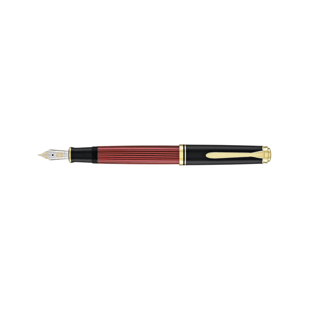 Pelikan Souveran M600 Fountain Pen - Black & Red with Gold Trim (14K Gold) [Pre-Order] - Image 6