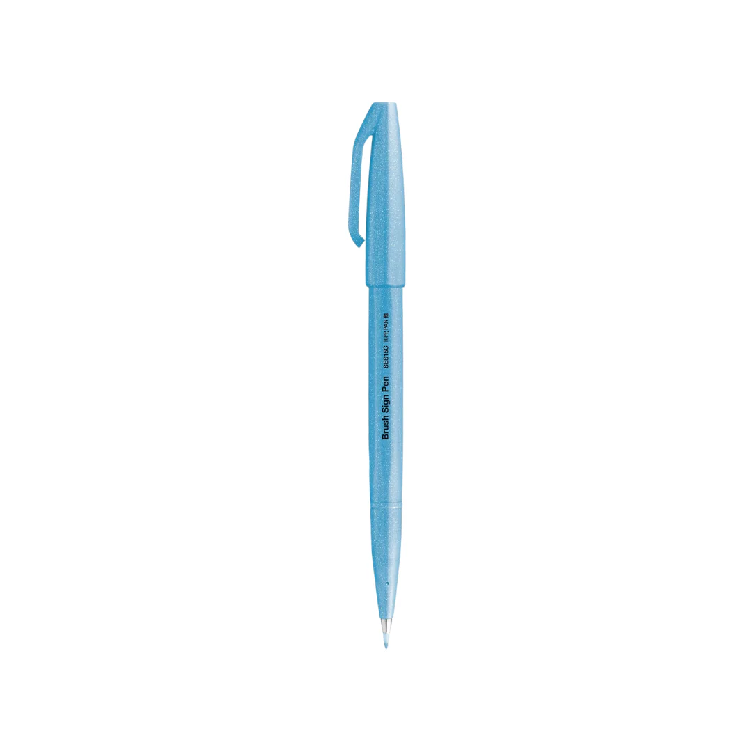Pentel Brush Sign Pen - Fluorescent Blue - Image 4