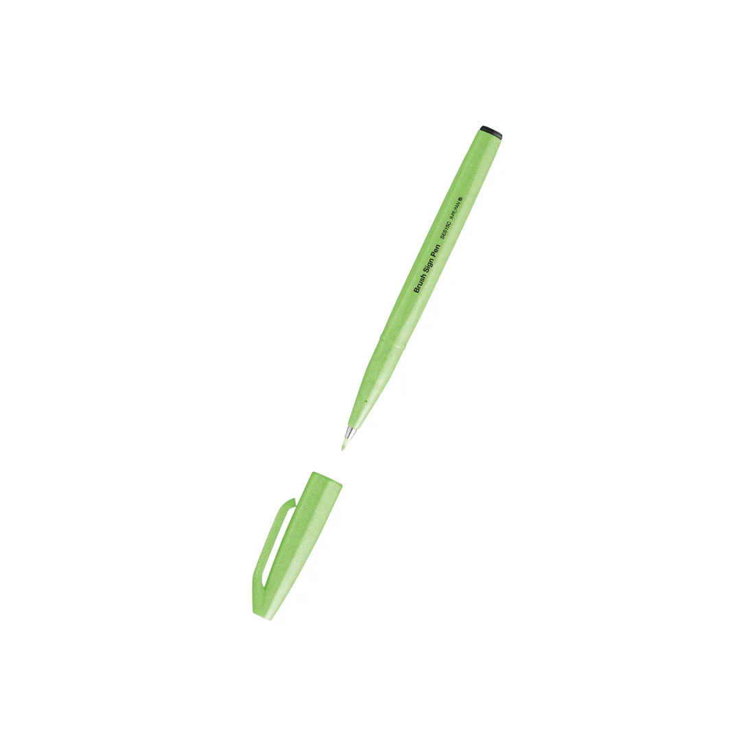 Pentel Brush Sign Pen - Fluorescent Green - Image 2