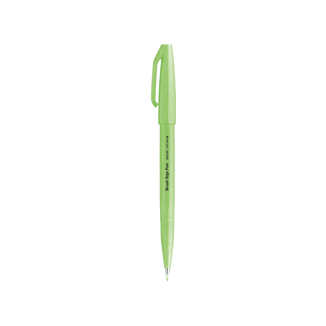 Pentel Brush Sign Pen - Fluorescent Green - Image 4