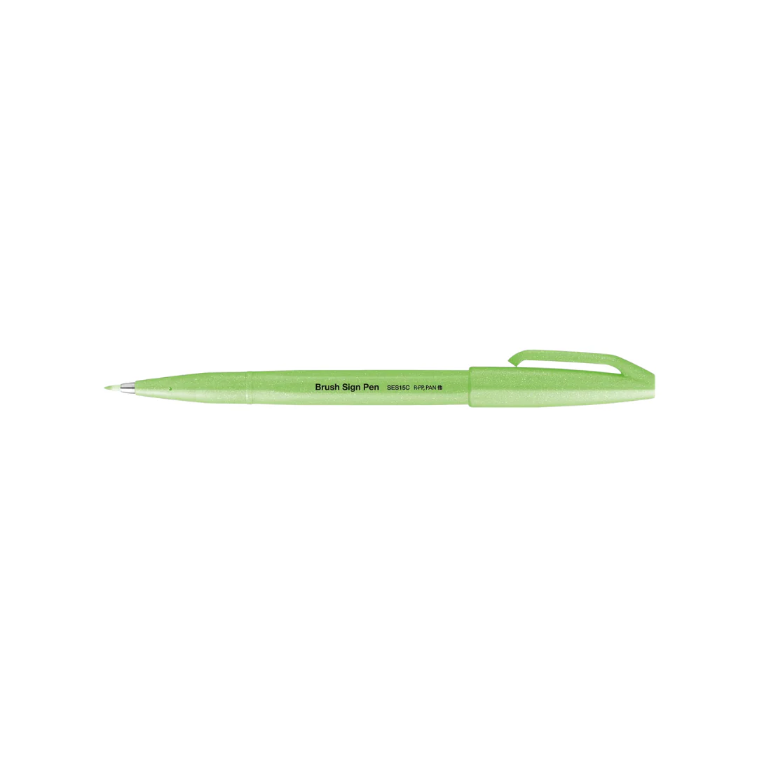 Pentel Brush Sign Pen - Fluorescent Green - Image 5