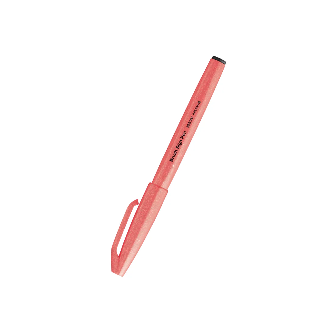 Pentel Brush Sign Pen - Fluorescent Red - Image 3