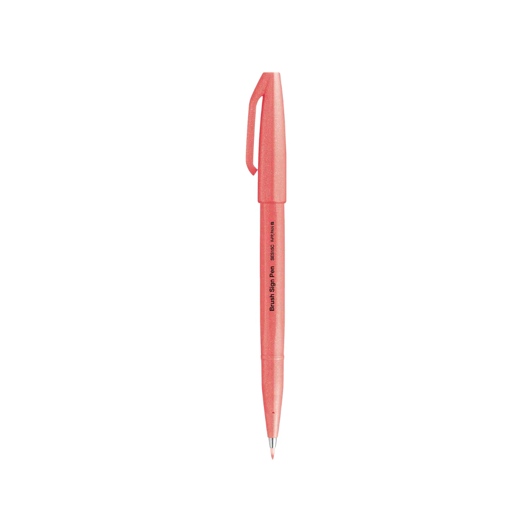 Pentel Brush Sign Pen - Fluorescent Red - Image 4