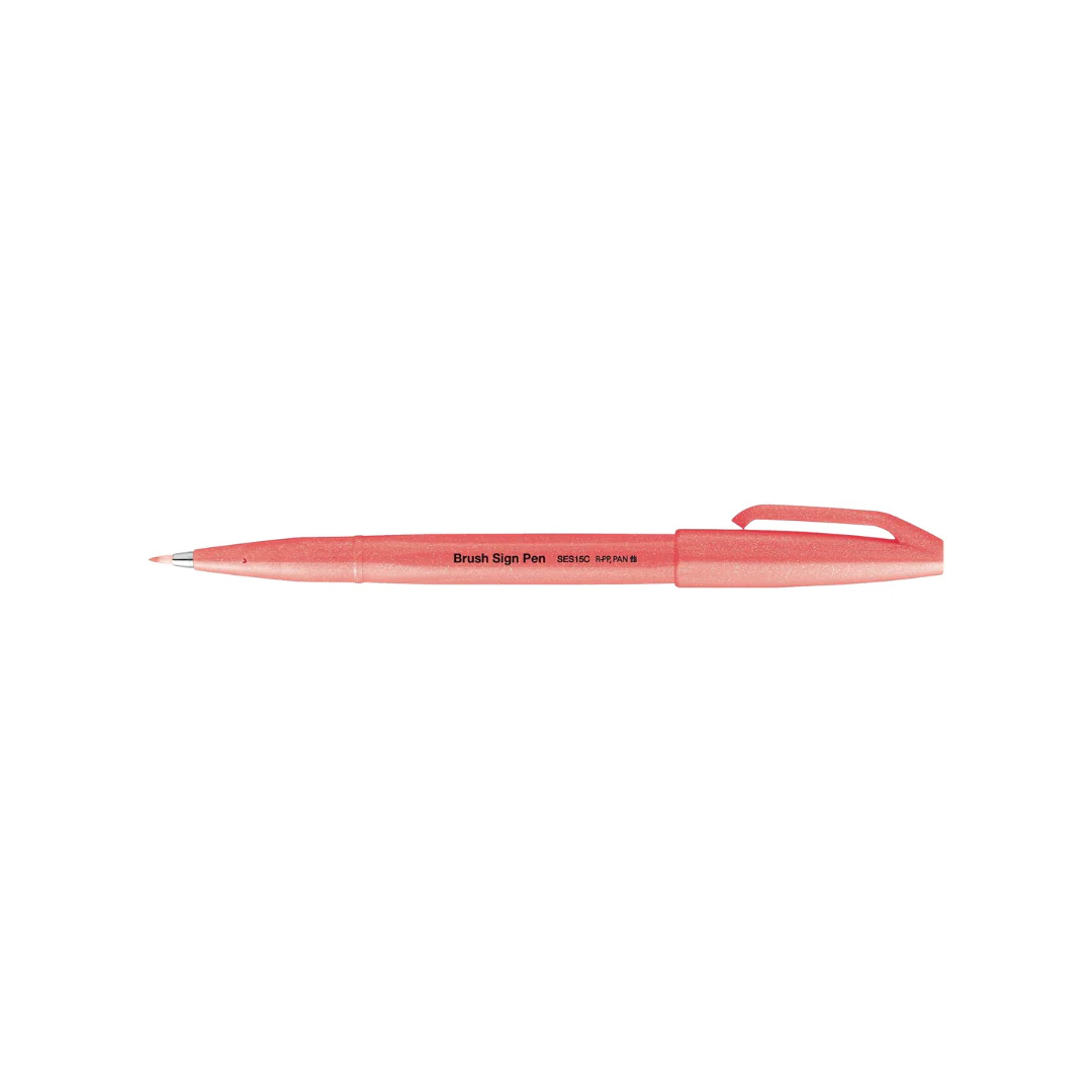 Pentel Brush Sign Pen - Fluorescent Red - Image 5
