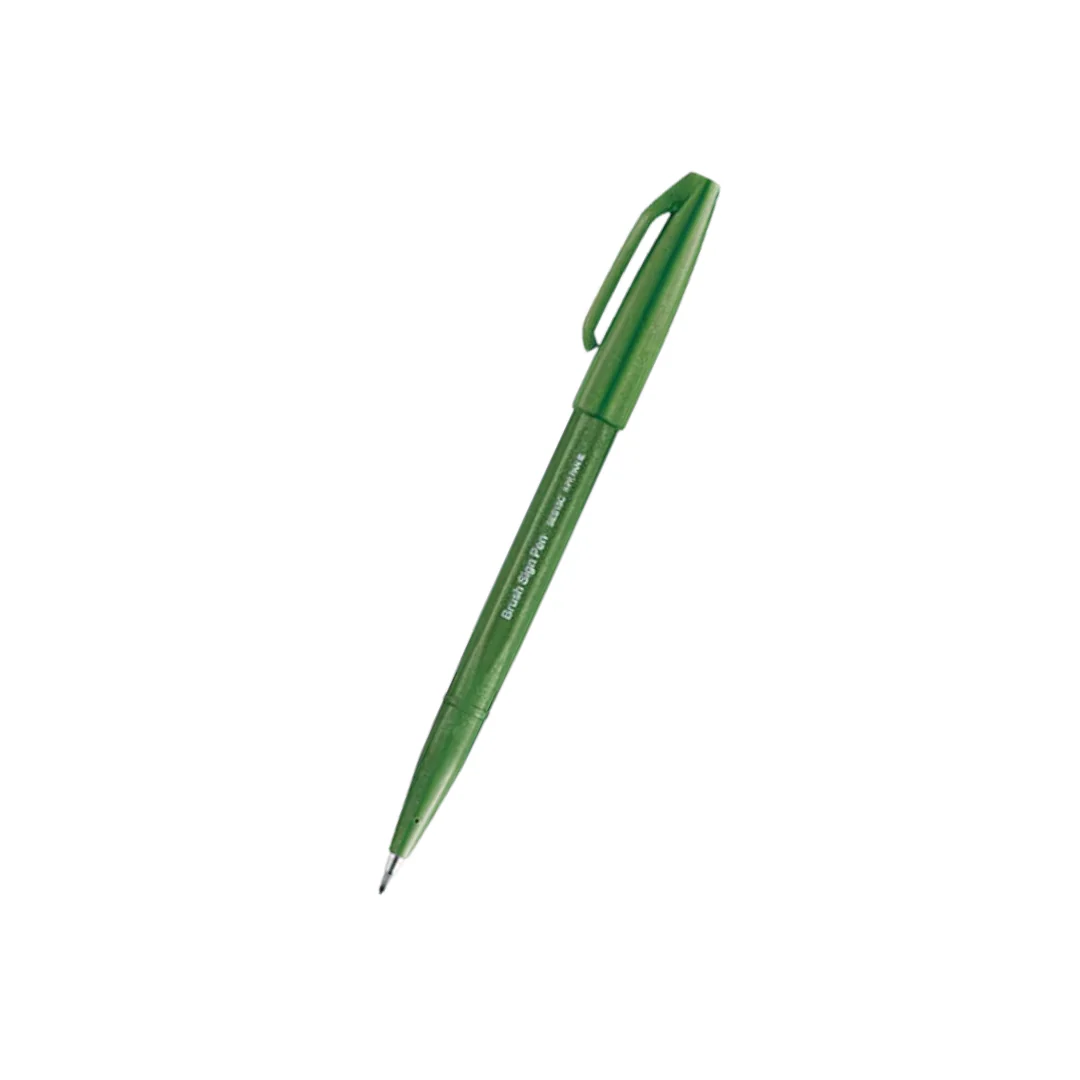 Pentel Touch Brush Sign Pen Olive Green
