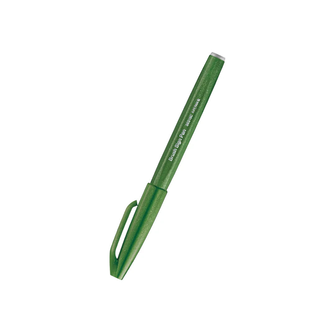 Pentel Touch Brush Sign Pen Olive Green - Image 2