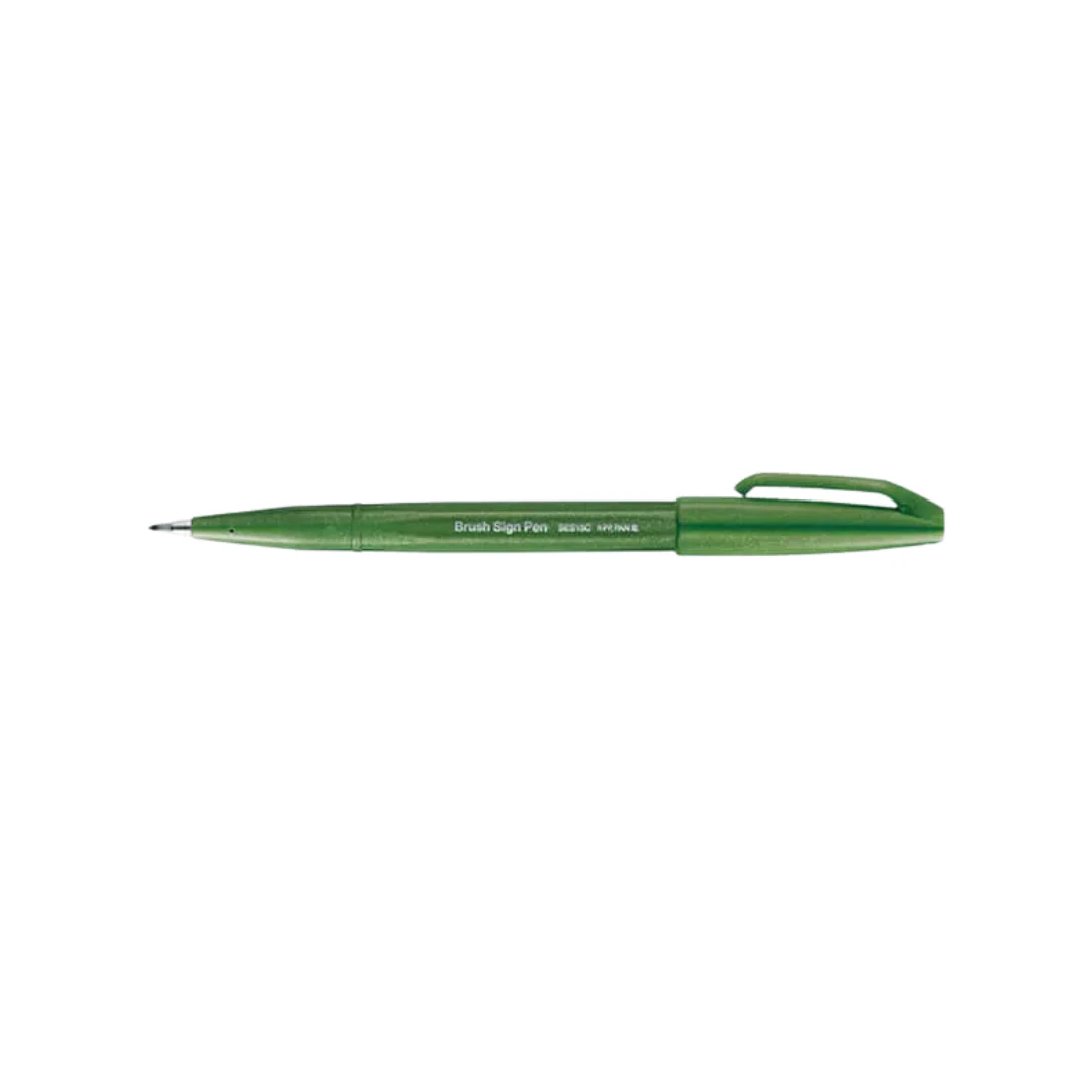 Pentel Touch Brush Sign Pen Olive Green - Image 4