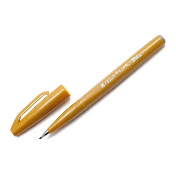 Pentel Touch Brush Sign Pen Yellow Ochre - Image 2