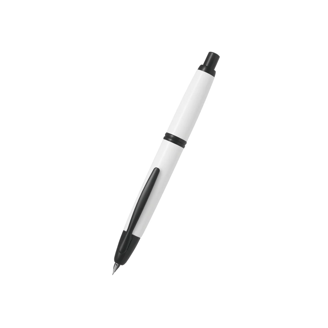 Pilot Capless Fountain Pen - Matte White with Black Accent with 18K Gold Ion Plating
