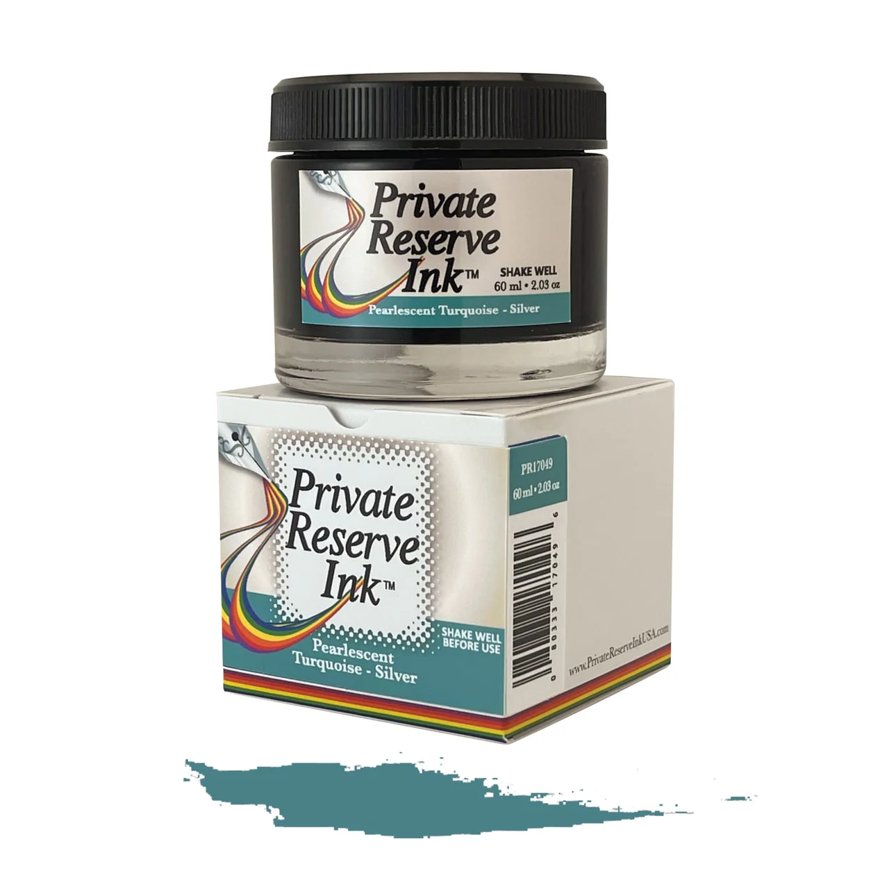 Private Reserve 60ml Ink Bottle Pearlescent Turquoise-Silver