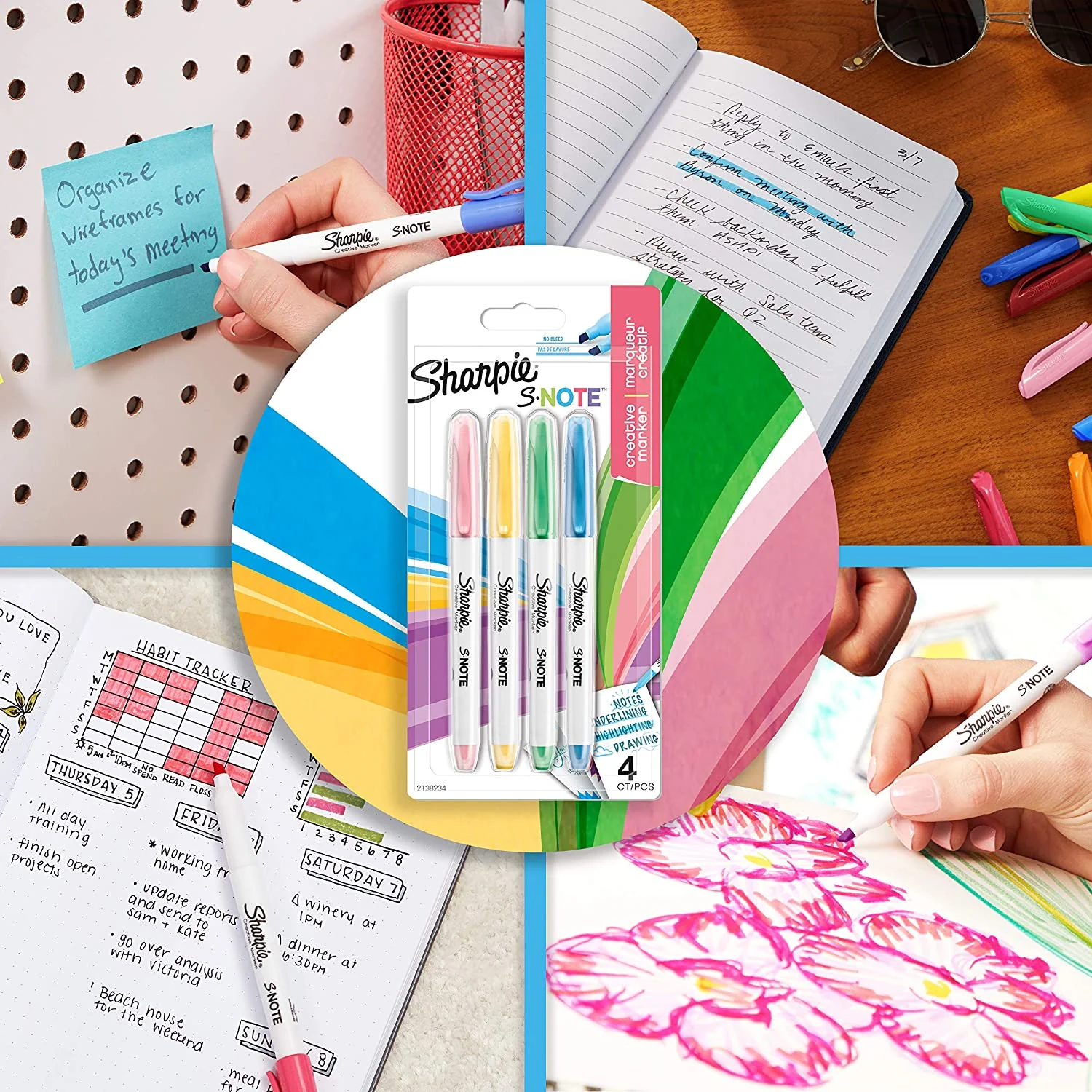 Sharpie S-Note Chisel Tip Creative Markers (Pack of 4) - Image 7