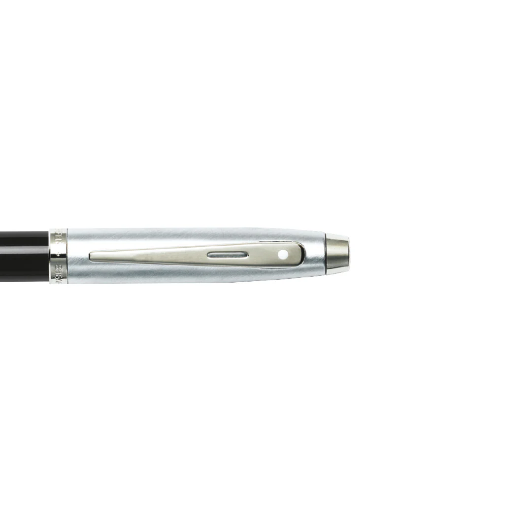 Sheaffer 100 E9313 Glossy Black Barrel Brushed Chrome Cap Ballpoint Pen (WW30) - Image 4