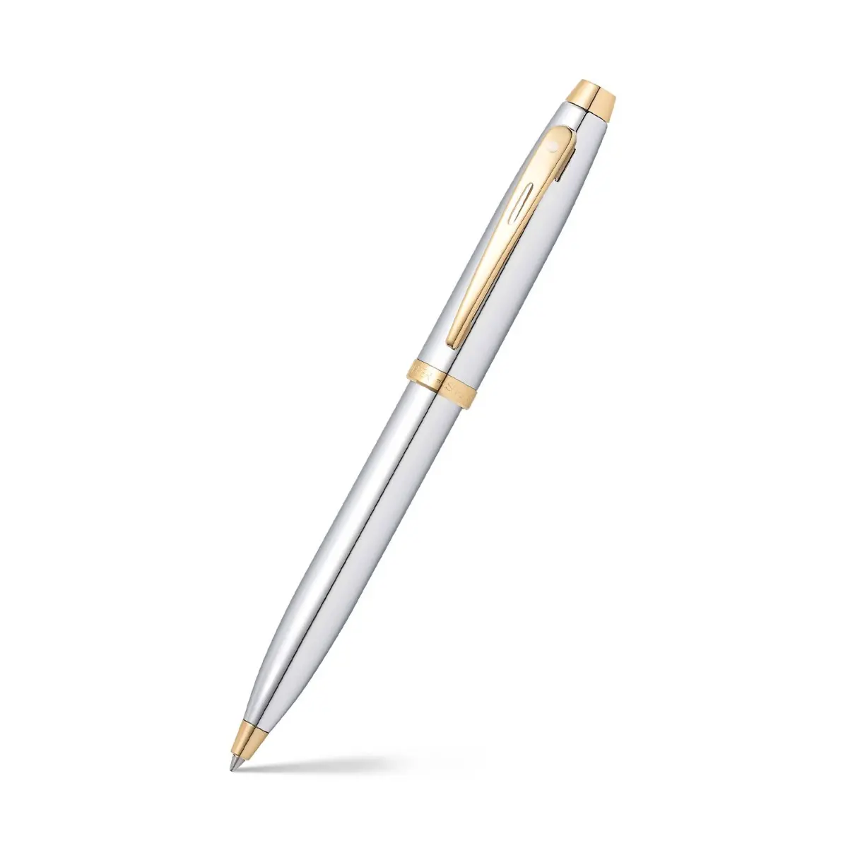 Sheaffer 100 E9340 Bright Chrome With Gold Trims Ballpoint Pen (WW30)