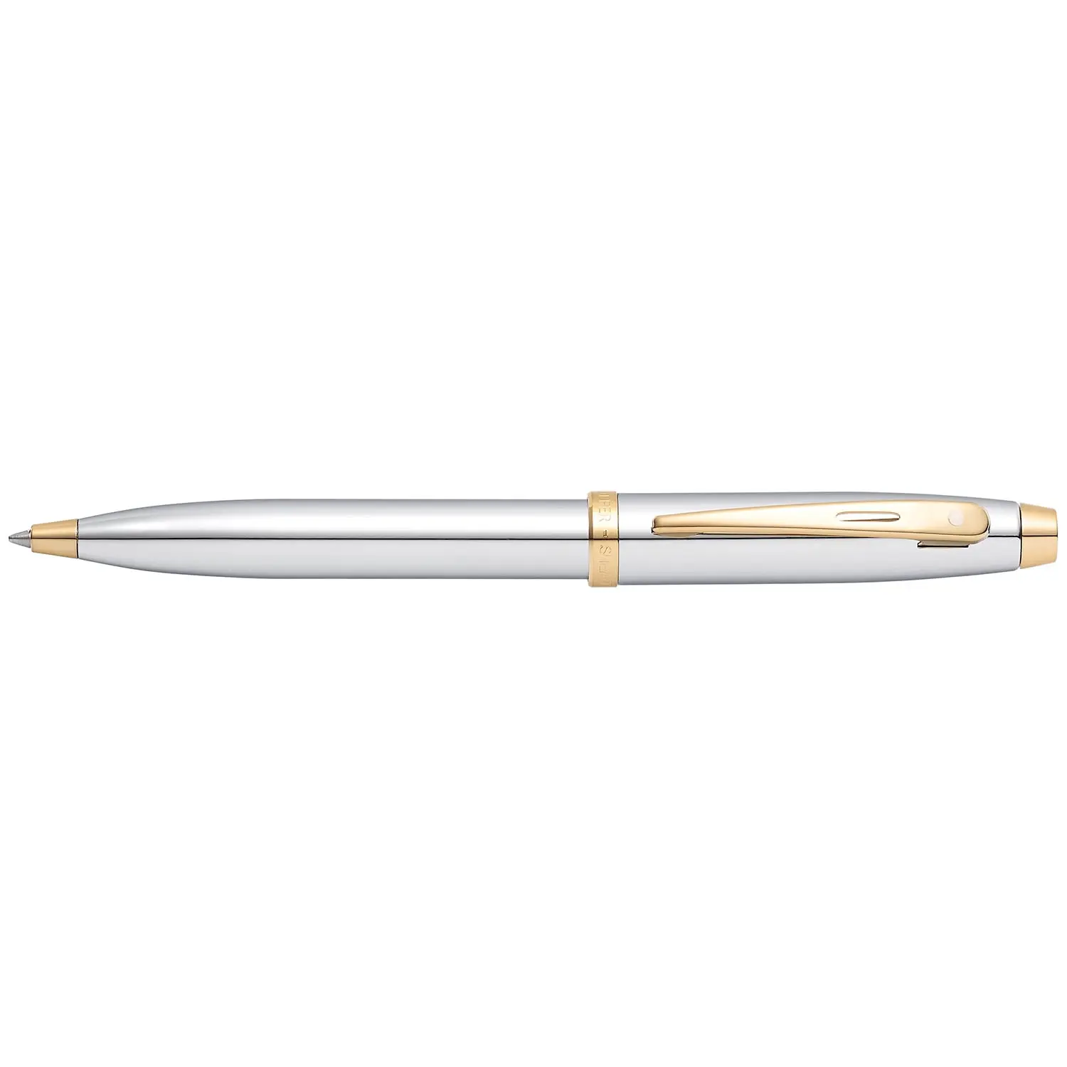 Sheaffer 100 E9340 Bright Chrome With Gold Trims Ballpoint Pen (WW30) - Image 3