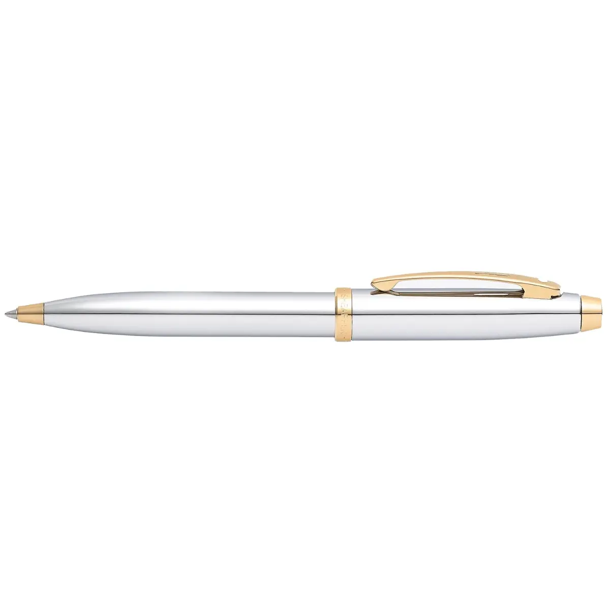 Sheaffer 100 E9340 Bright Chrome With Gold Trims Ballpoint Pen (WW30) - Image 4