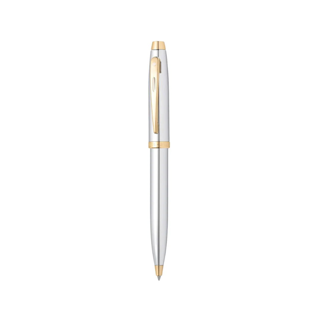 Sheaffer 100 E9340 Bright Chrome With Gold Trims Ballpoint Pen (WW30) - Image 6
