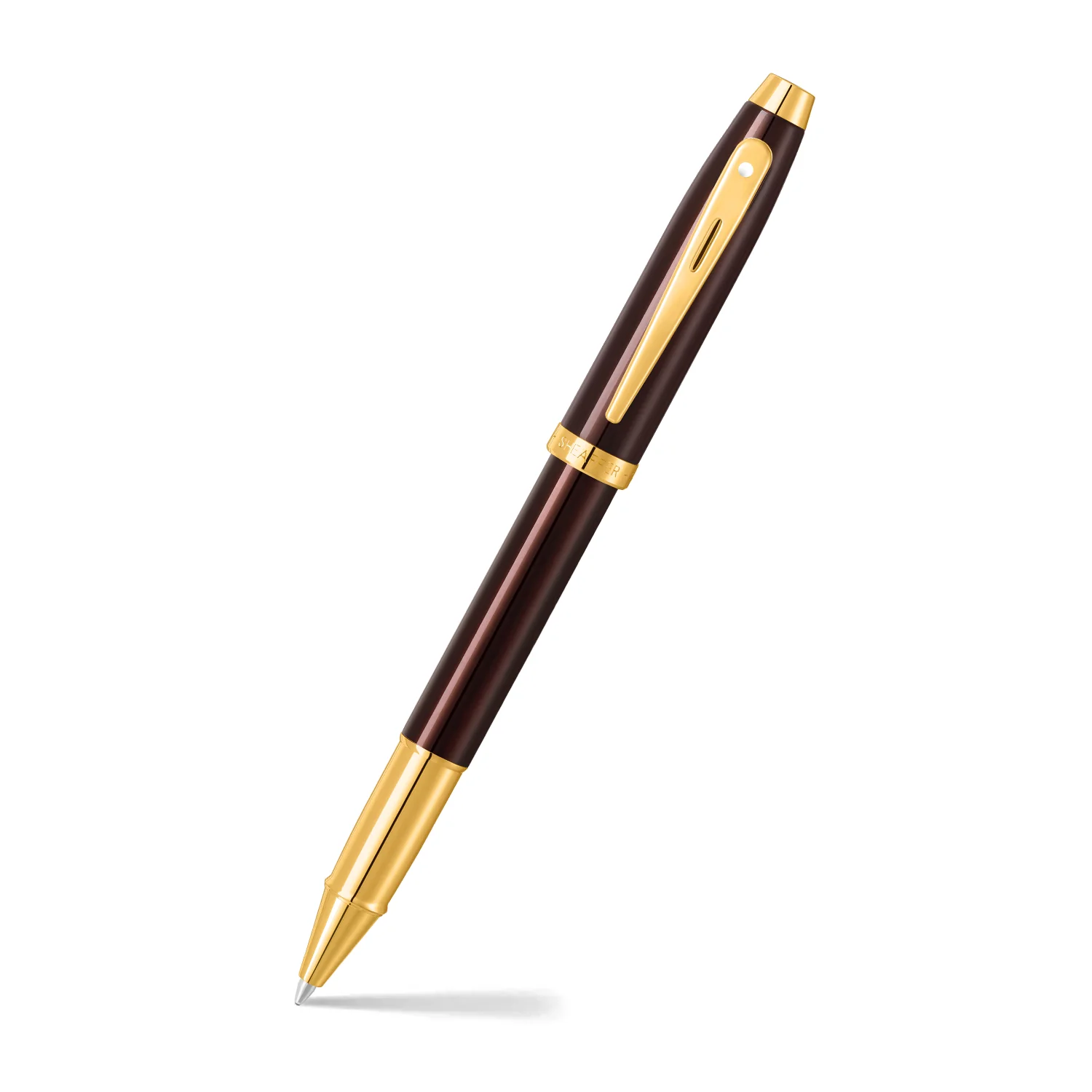 Sheaffer 100 E9370 Glossy Coffee Brown With PVD Gold-Tone Trim Rollerball Pen (WW30)