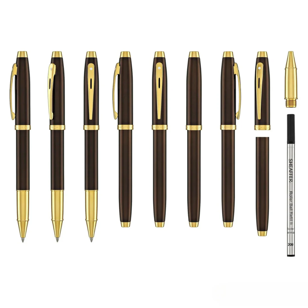 Sheaffer 100 E9370 Glossy Coffee Brown With PVD Gold-Tone Trim Rollerball Pen (WW30) - Image 13