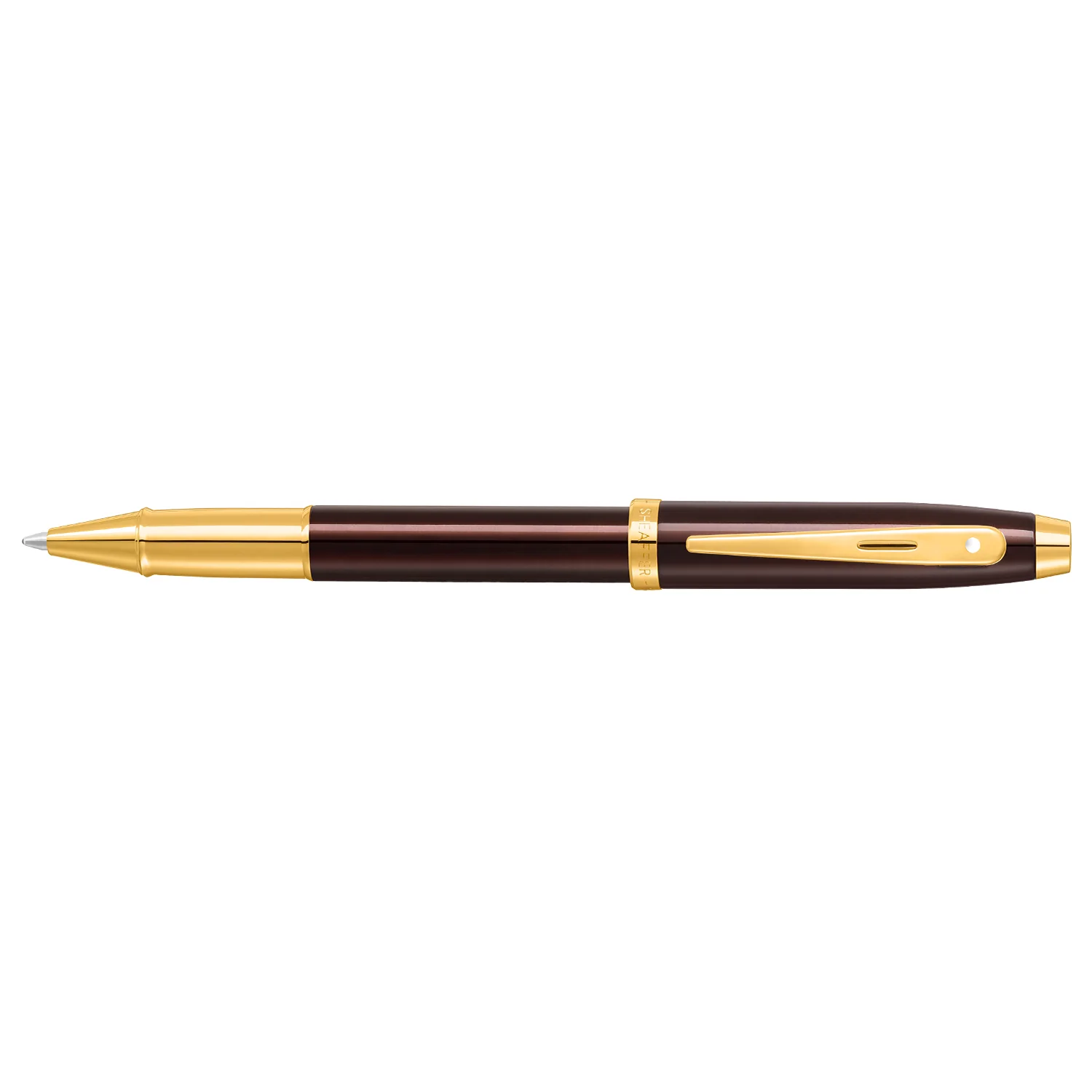 Sheaffer 100 E9370 Glossy Coffee Brown With PVD Gold-Tone Trim Rollerball Pen (WW30) - Image 3