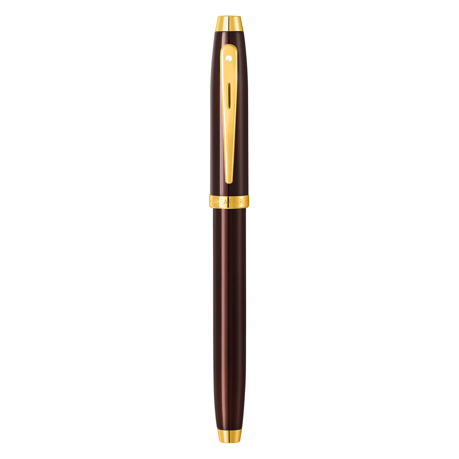 Sheaffer 100 E9370 Glossy Coffee Brown With PVD Gold-Tone Trim Rollerball Pen (WW30) - Image 4