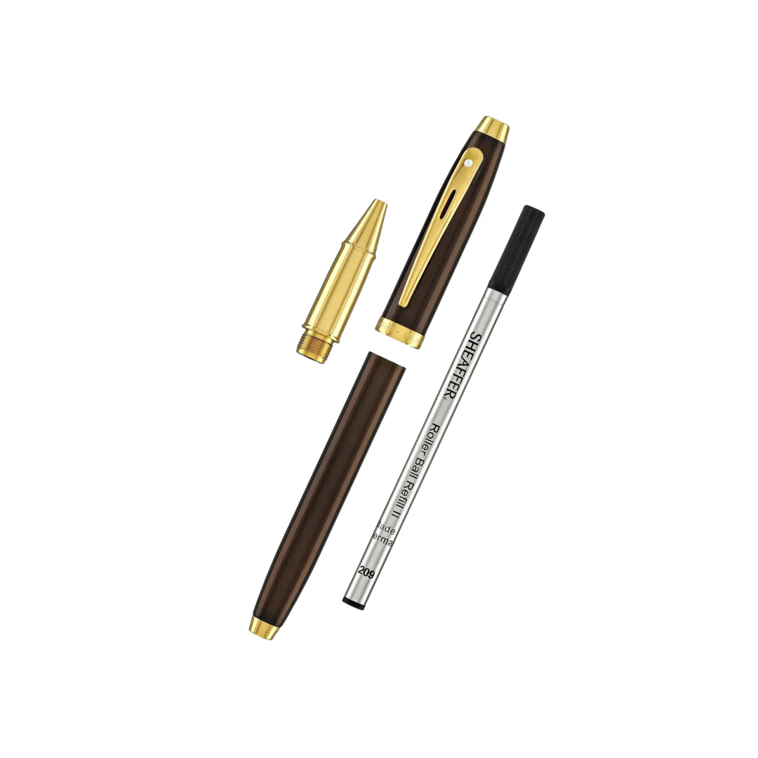 Sheaffer 100 E9370 Glossy Coffee Brown With PVD Gold-Tone Trim Rollerball Pen (WW30) - Image 7