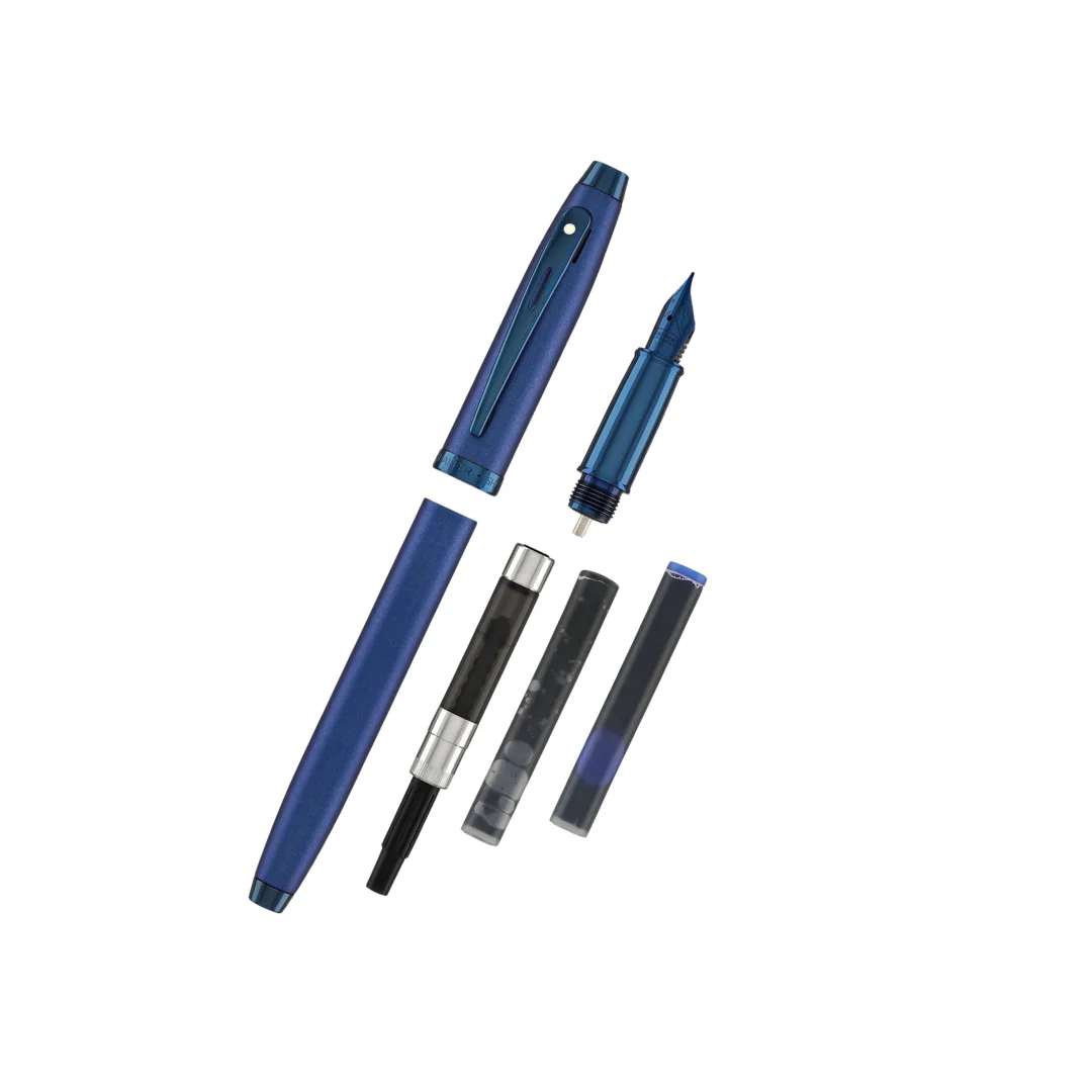 Sheaffer 100 E9371 Satin Blue With PVD Blue Trims Fountain Pen (WW30) - Image 5