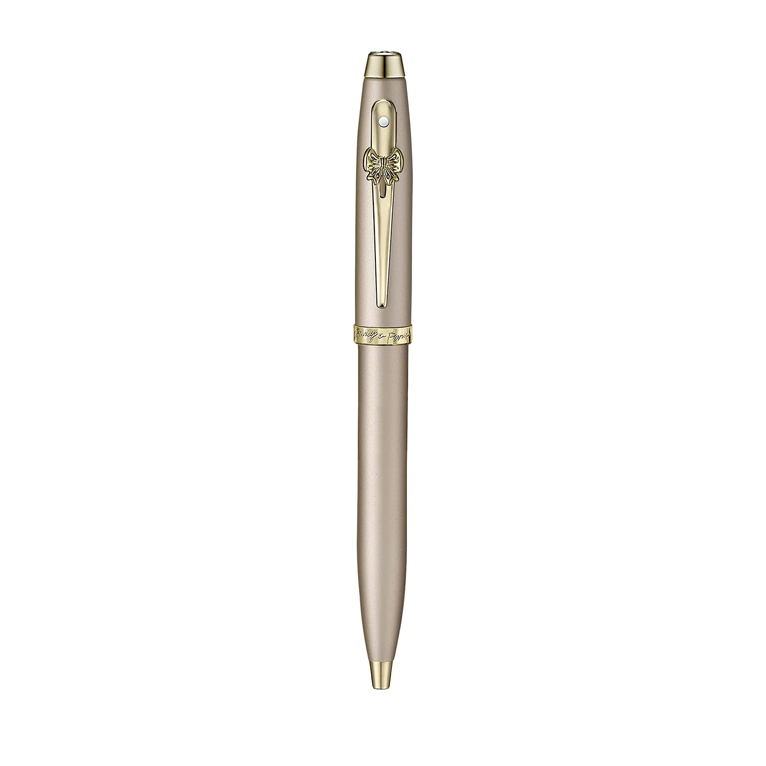 Sheaffer 100 Emily in Paris 9377 Champagne Gold Ballpoint Pen with Champagne Gold Trims and Bow-Shaped Clip Emblem - Image 5