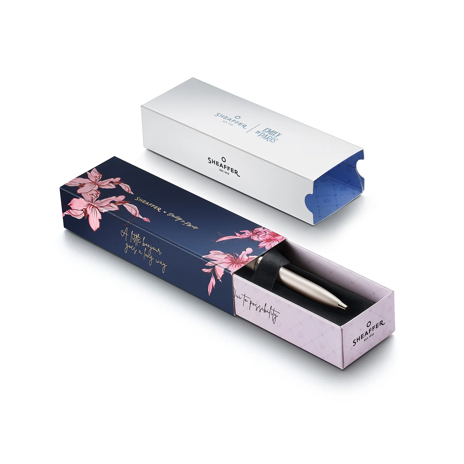 Sheaffer 100 Emily in Paris 9377 Champagne Gold Ballpoint Pen with Champagne Gold Trims and Bow-Shaped Clip Emblem - Image 8