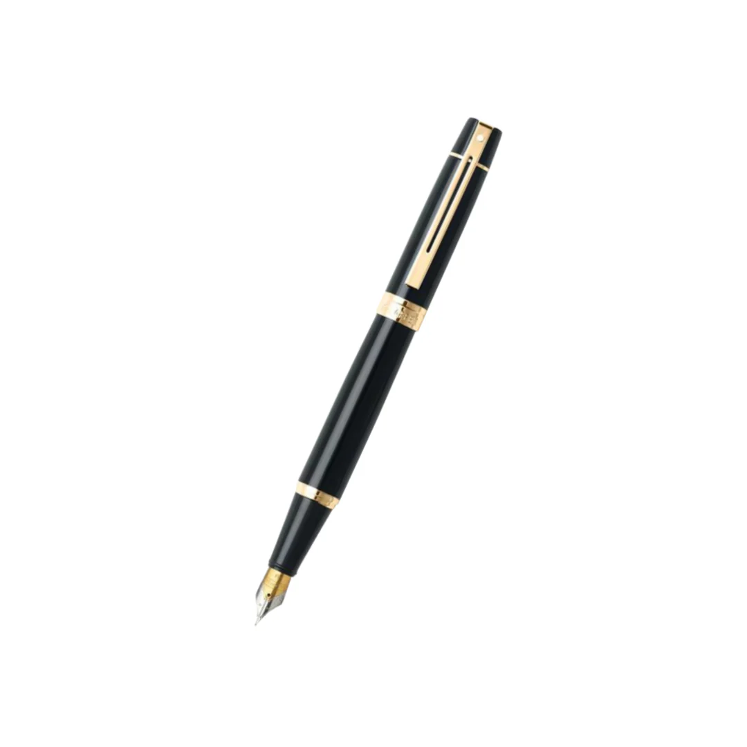 Sheaffer 300 E9325 Glossy Black With Gold Trims Fountain Pen (WW30)