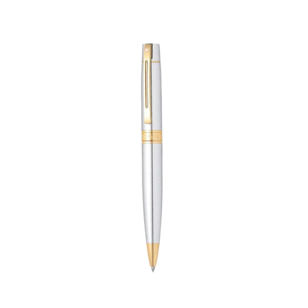 Sheaffer 300 E9342 Bright Chrome With Gold Trims Ballpoint Pen (WW30) - Image 2