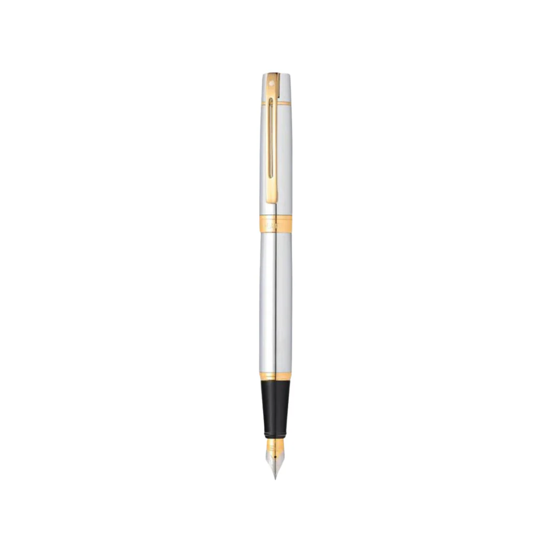 Sheaffer 300 E9342 Bright Chrome With Gold Trims Fountain Pen (WW30) - Image 2
