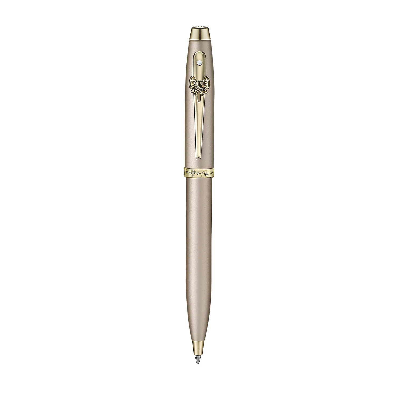 Sheaffer Gift Set ft. 100 Emily in Paris 9377 Champagne Gold Ballpoint Pen with Champagne Gold Trims and Full-Grain Credit Card Holder - Image 5