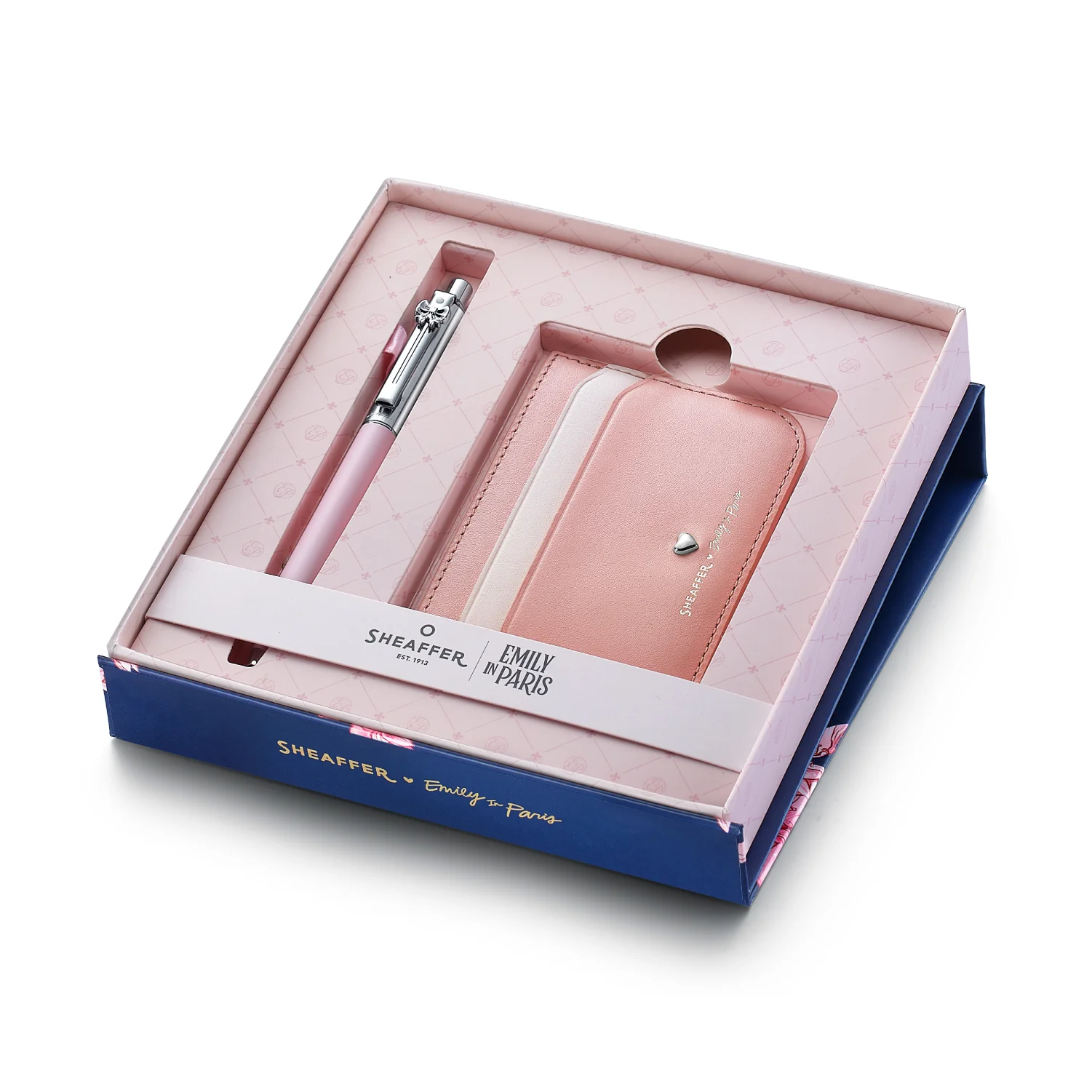 Sheaffer Gift Set ft. Emily in Paris Sentinel 321 Pink Matte Finish Ballpoint Pen with Chrome Trims and Full-Grain Leather Credit Card Holder - Image 2