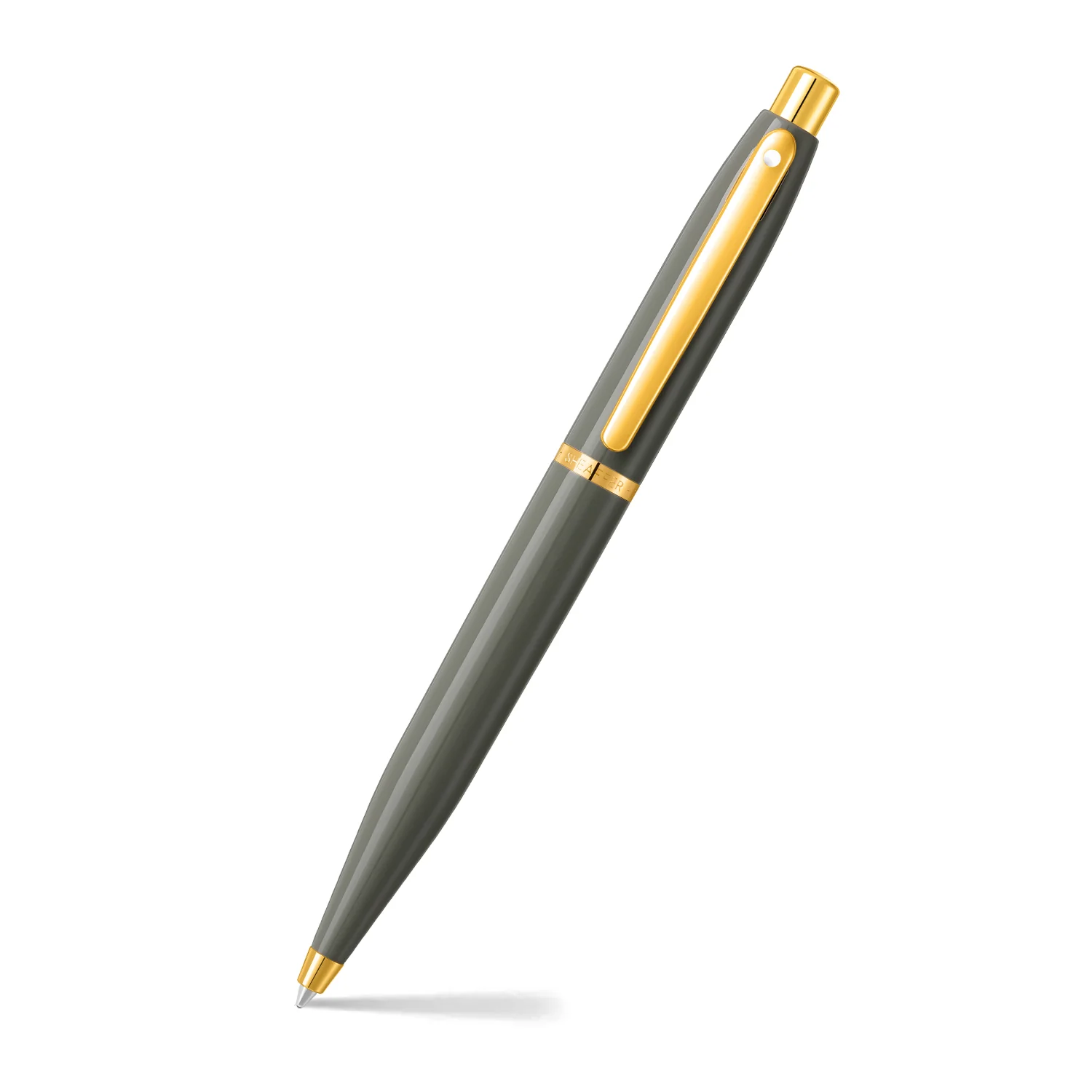 Sheaffer VFM E9427 Glossy Light Gray With PVD Gold-Tone Trim Ballpoint Pen (WW31)