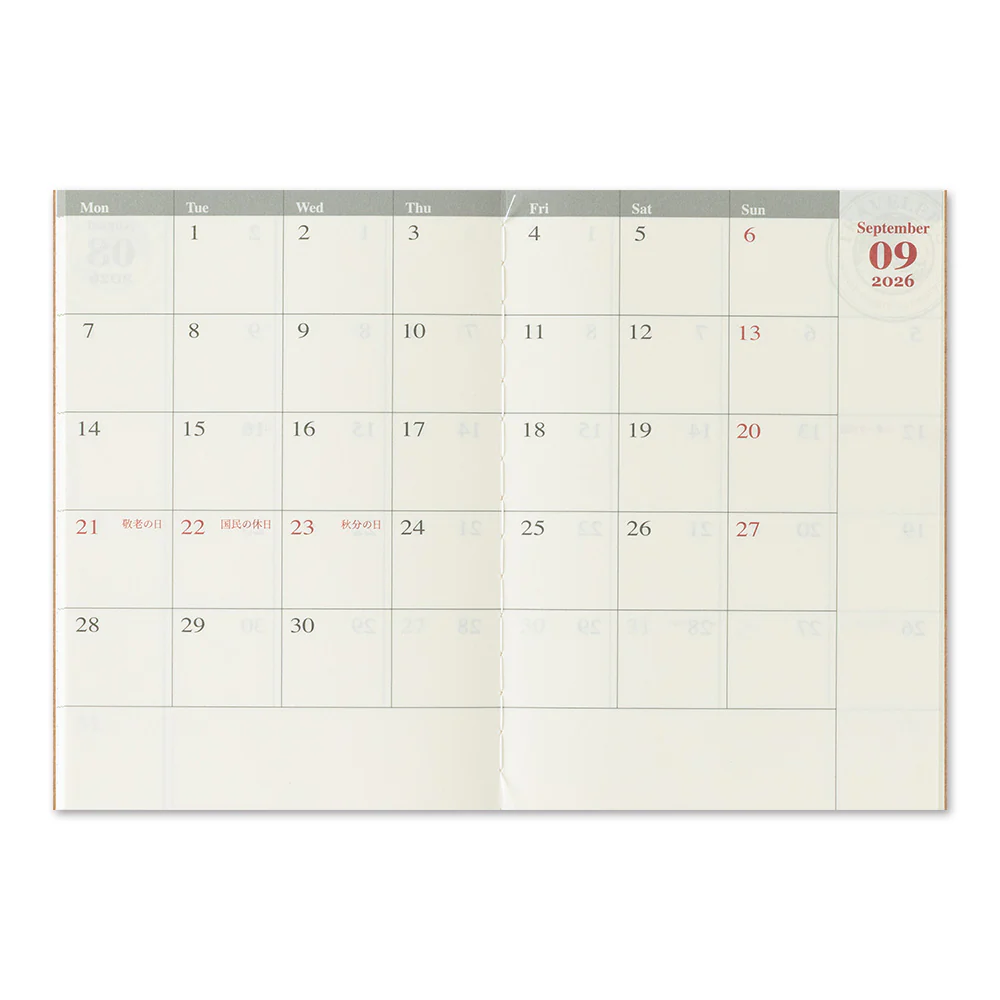 TRAVELER'S notebook Passport Size Refill 2026 Monthly - Image 5
