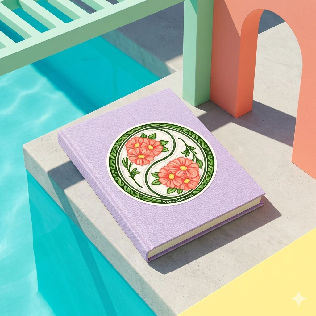 WhereTo Sticker - Tile YinYang Flowers - Image 4